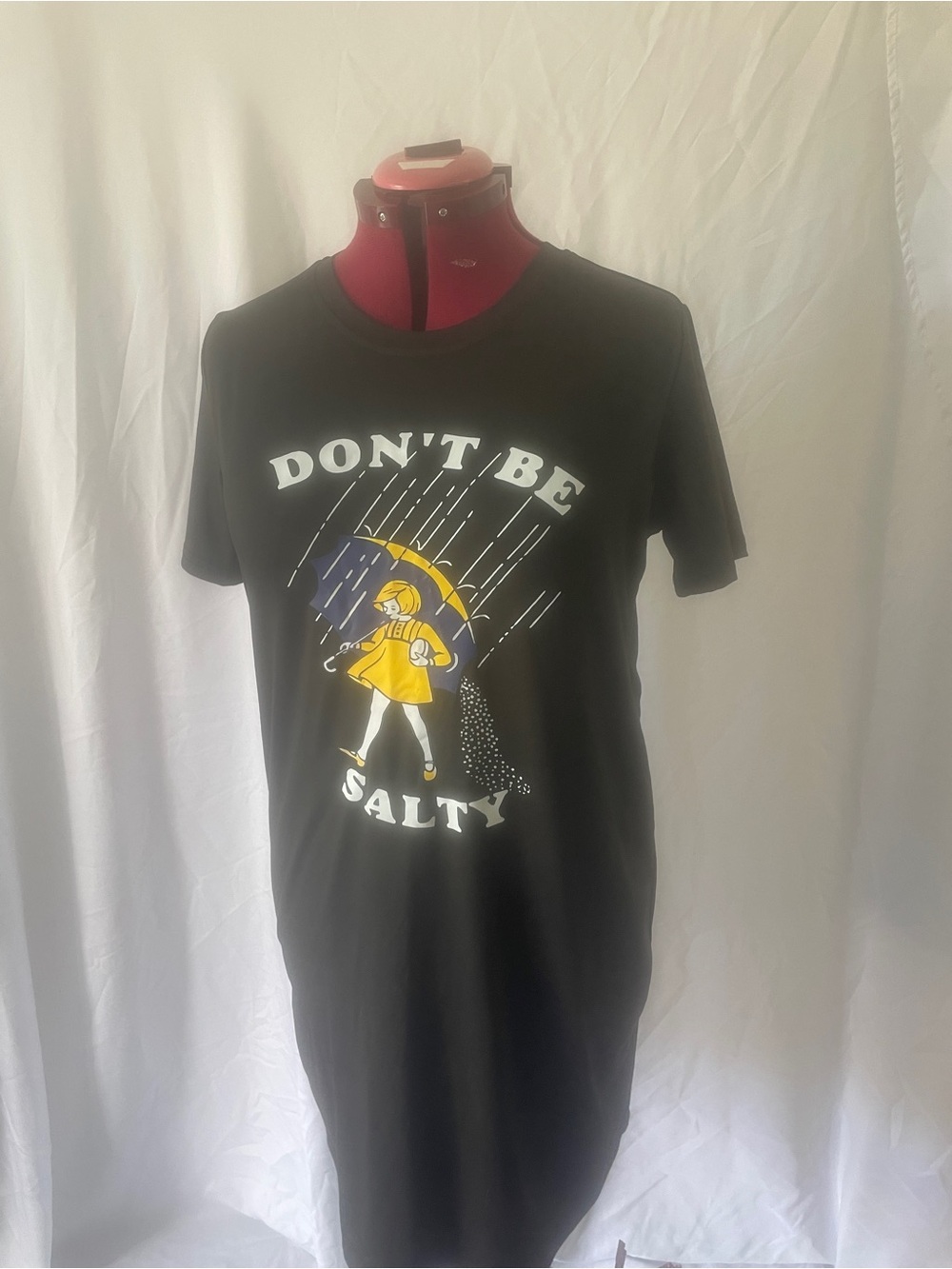 Don’t Be Salty Graphic Tee Dress - Black with Yellow Accent